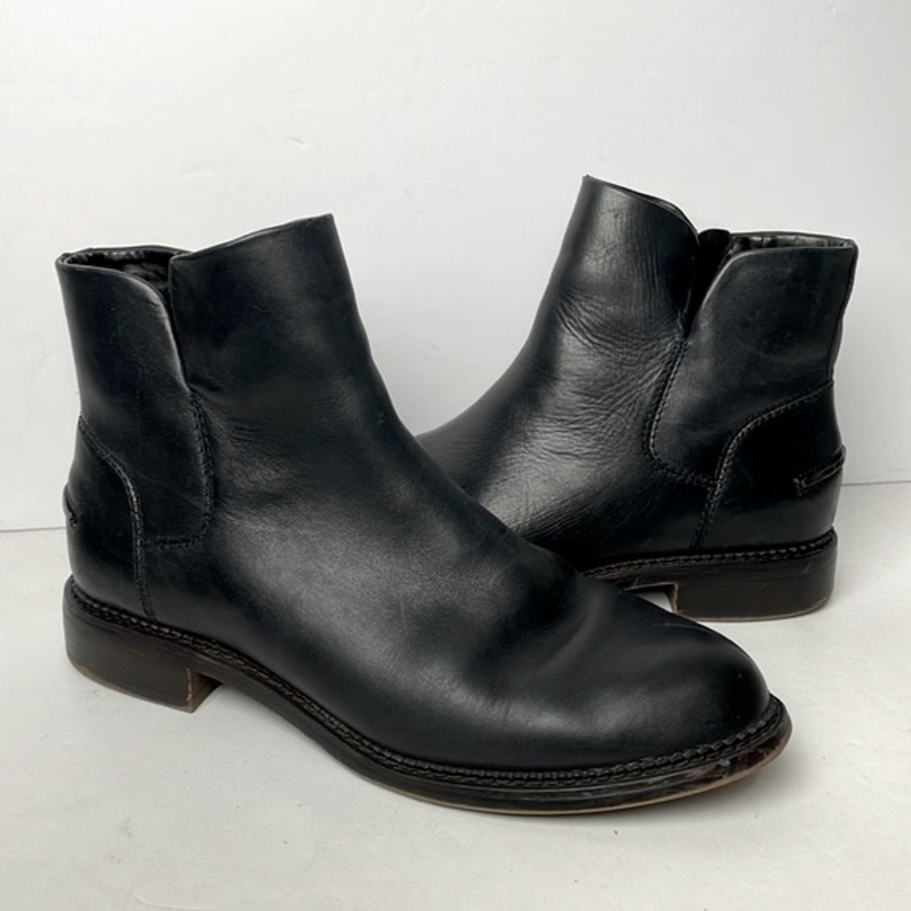 Franco Sarto Happily Black Leather Ankle Boots 7.5